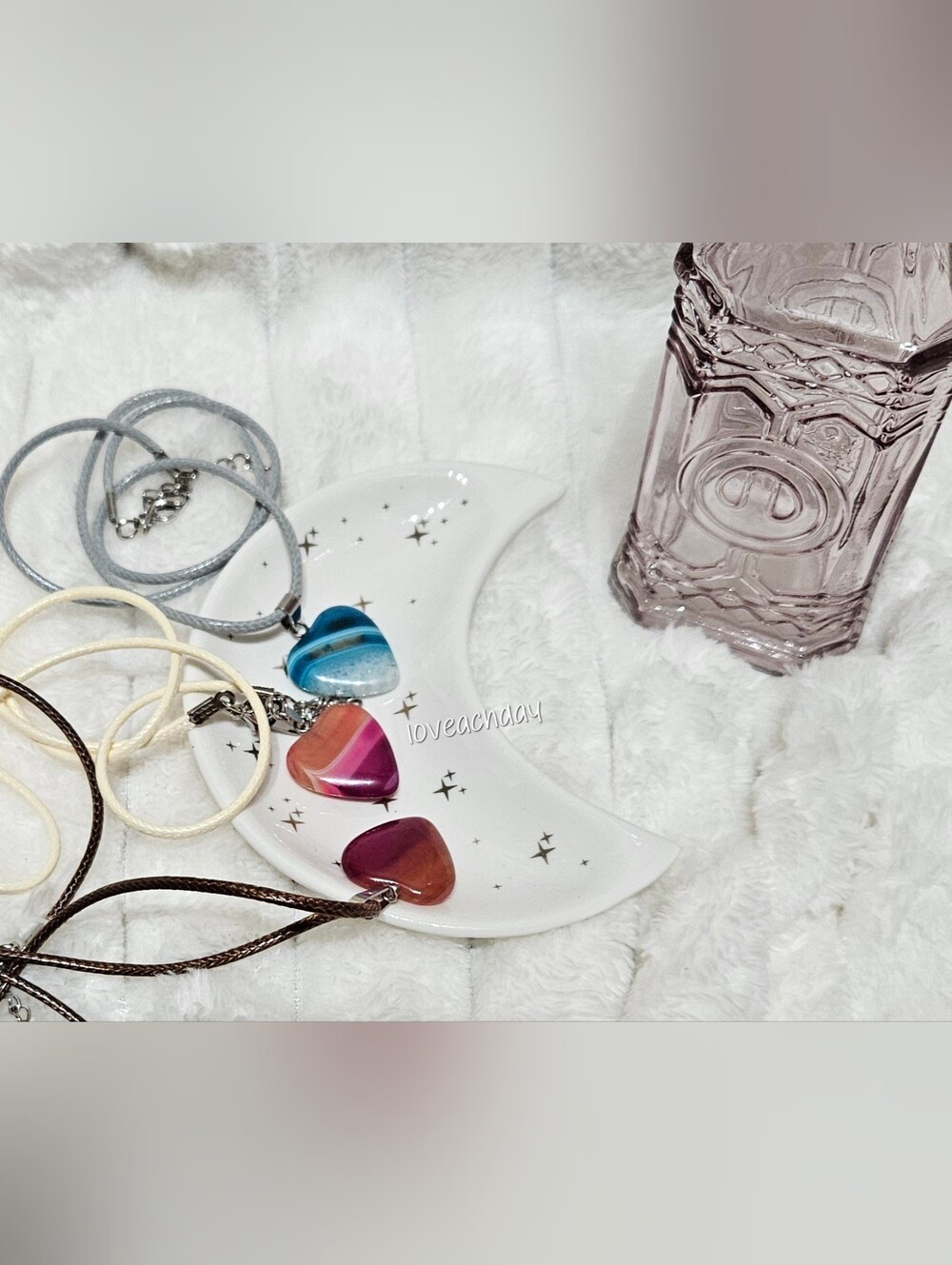 ☆ Blue and Pink Heart Pendant Necklace - Women Accessories